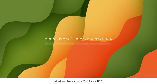 Green and orange gradient wave dynamic abstract background. Trendy background with wave shape pattern. Simple style backdrop colorful fresh creative element. Eps10 vector