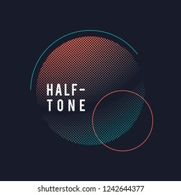 Green and orange halftone badge vector