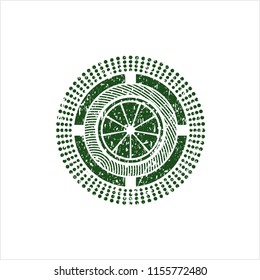 Green orange icon inside grunge seal