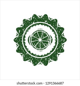 Green orange icon inside rubber grunge stamp