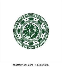 Green orange icon inside rubber texture
