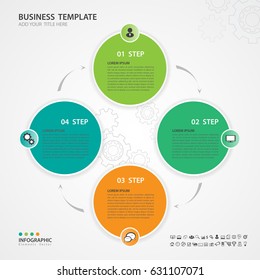 Green and orange Infographic elements vector for business, web design, presentation, circles graphic, Gear background, icon, template