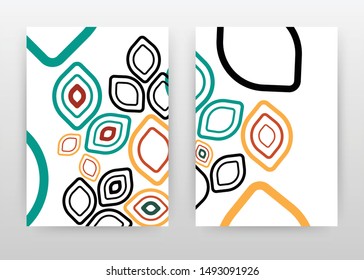 Green orange leaf design for annual report, brochure, flyer, poster. Abstract lined green orange background vector illustration for flyer, leaflet, poster. Business abstract A4 brochure template.