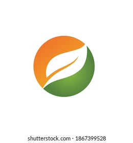 Green and orange leaf natural ecology logo element vector