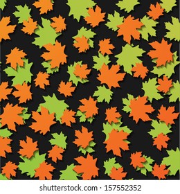 green and orange leaves. Autumn background
