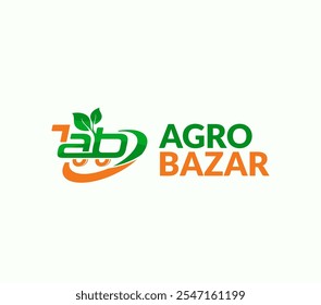 Green and orange letter ab Agriculture or farmer logo with a shopping and leaves