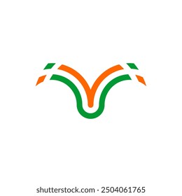 green orange letter v logo vector design