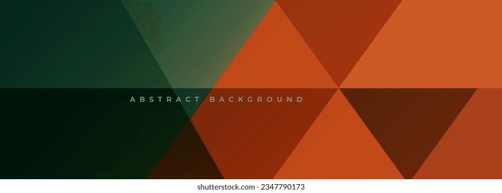 Green and orange modern abstract wide banner with triangle shapes. Orange and green geometric abstract background. Vector illustration