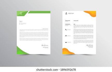 Green and orange Modern Business Letterhead Design Template, Abtract Letterhead Design, Letterhead Template,  - vector