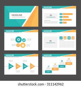 Green and orange multipurpose infographic element and icon presentation template flat design set for brochure flyer advertising and marketing