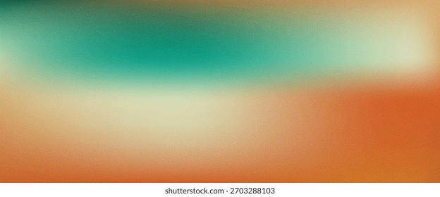 Fondo de grano de ruido naranja verde. Gradiente verde azulado y naranja. Textura de gradación punteada de puntos de arena. Diseño de Vector. Pulverizar bolsa abstracta. Fuga de película mezcla efecto arenoso.