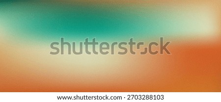 Green orange noise grain background. Teal and orange gradient. Sand dots stipple gradation texture. Vector design. Spray abstract bg. Film leak blend gritty effect.