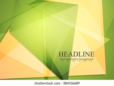 Green orange polygonal brochure template. Vector background