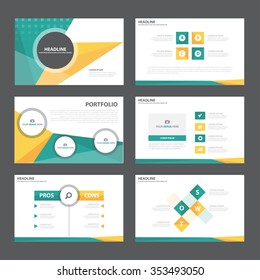 Green orange presentation template Infographic elements flat design set for brochure flyer leaflet marketing advertising