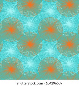 Green and orange radial elements. Seamless background for patterns, cards, textile, wallpapers, web pages