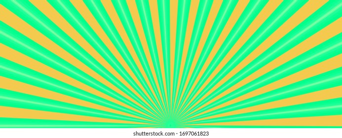 Diseño gráfico de fondo vectorial de rayos de sol verde sin fisuras 