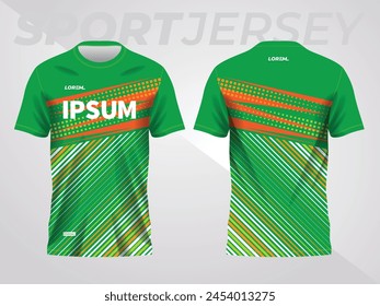 green orange shirt sport jersey mockup template design for soccer, football, racing, gaming, motocross, cycling, and running