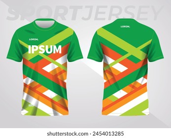 green orange shirt sport jersey mockup template design for soccer, football, racing, gaming, motocross, cycling, and running
