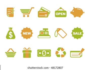 Green Orange Shopping Icon in Vector format