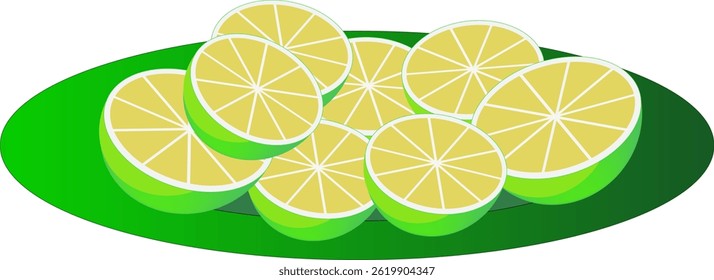 Green orange slices on a green tray