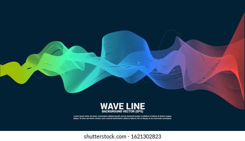 green orange Sound wave line curve on dark background. Element for theme technology futuristic vector