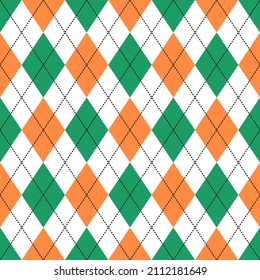 green and orange spring or saint patrick day argyle seamless vector texture