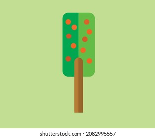 Green orange tree with fruits