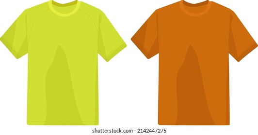 Green and orange tshirt, illustration, vector on a white background.