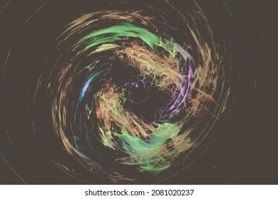 Vórtice naranja verde de las curvas de las olas. Resumen de imagen vectorial.