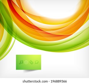 Green and orange wave abstract background with plate