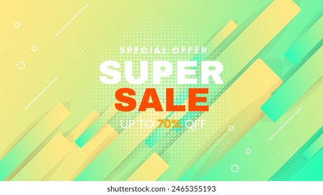 Diseño de fondo abstracto de la venta del Vector naranja y blanco verde con las Formas. Vector super venta diseño de Plantilla. Gran oferta especial de ventas. Fondo de fiesta de fin de temporada