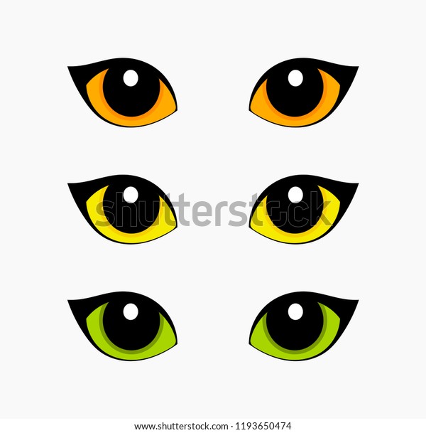 Green Orange Yellow Cat Eyes Set Stock Vector (Royalty Free) 1193650474 ...