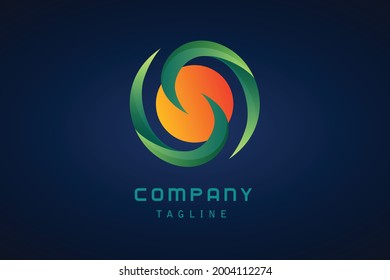 marca del logotipo del gradiente abstracto del círculo amarillo verde naranja