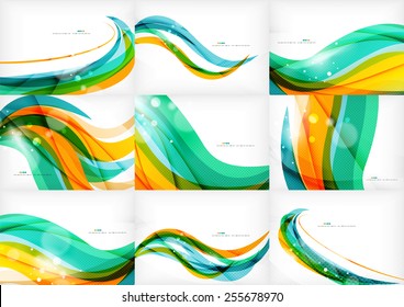 Green orange yellow colors shiny line concept. Graphic message board