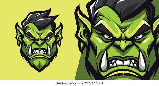 Green Orc Logo Mascot: Engaging Vector Illustration for Sports and E-Sport Teams