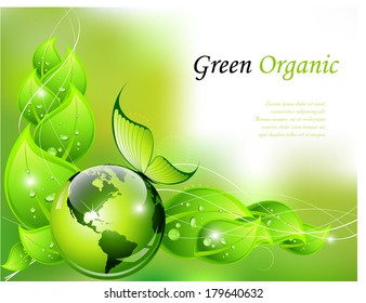 Green organic background - vector illustration