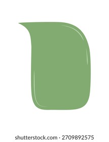 Bolha de fala desenhada à mão verde orgânica com forma de retângulo fluido. Caixa de texto abstrata para comentário, bate-papo e mensagem, ideal como conceito de diálogo em comunicação moderna ou fundo de conversa.
