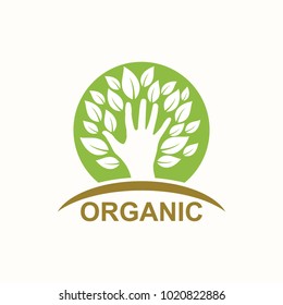 green organic hand environment vector logo