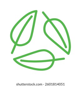 Green organic leaf outline and cycle illustration. Templates for design, posters, projects, banners, logo, and business cards. Sustainability vector design.