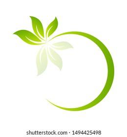 Green organic leaf of a tree, icon on a white background. Vector illustration