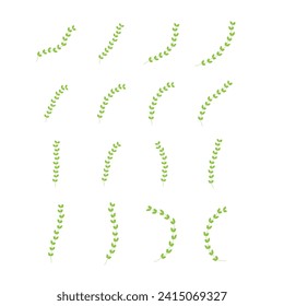 Green organic leaves icon set isolated vector illustration on white background.