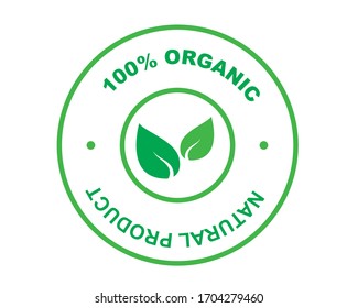 green organic logo. healthy food sign. 100% organic label. organic design template.