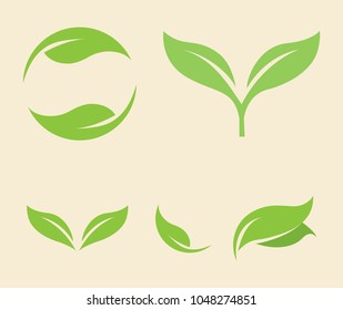 Green organic product label vector food packaging illustration	
