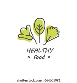 Green and organic products label or badge - icons and illustrations related to fresh and healthy food -natural and organic