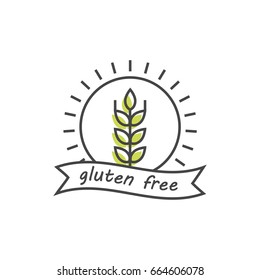 Green and organic products label or badge - icons and illustrations related to fresh and healthy food -natural and organic. Gluten free sign