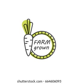 Green and organic products label or badge - icons and illustrations related to fresh and healthy food -natural and organic. Farm grown