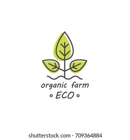 Green and organic products label or badge - icons and illustrations related to fresh and healthy food -natural and organic