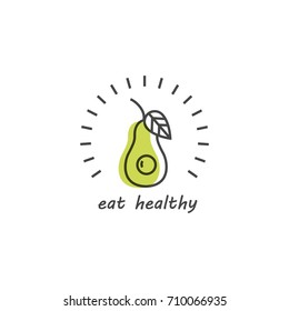 Green and organic products label or badge - icons and illustrations related to fresh and healthy food -natural and organic