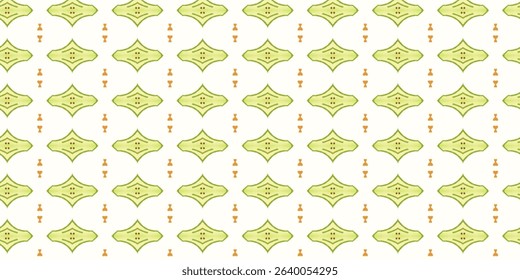 Green Organic Seamless Pattern with Earth Tones on White Background