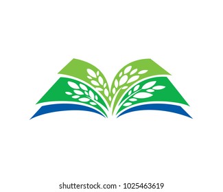 Green Organic Seed And Book Logo Illustration